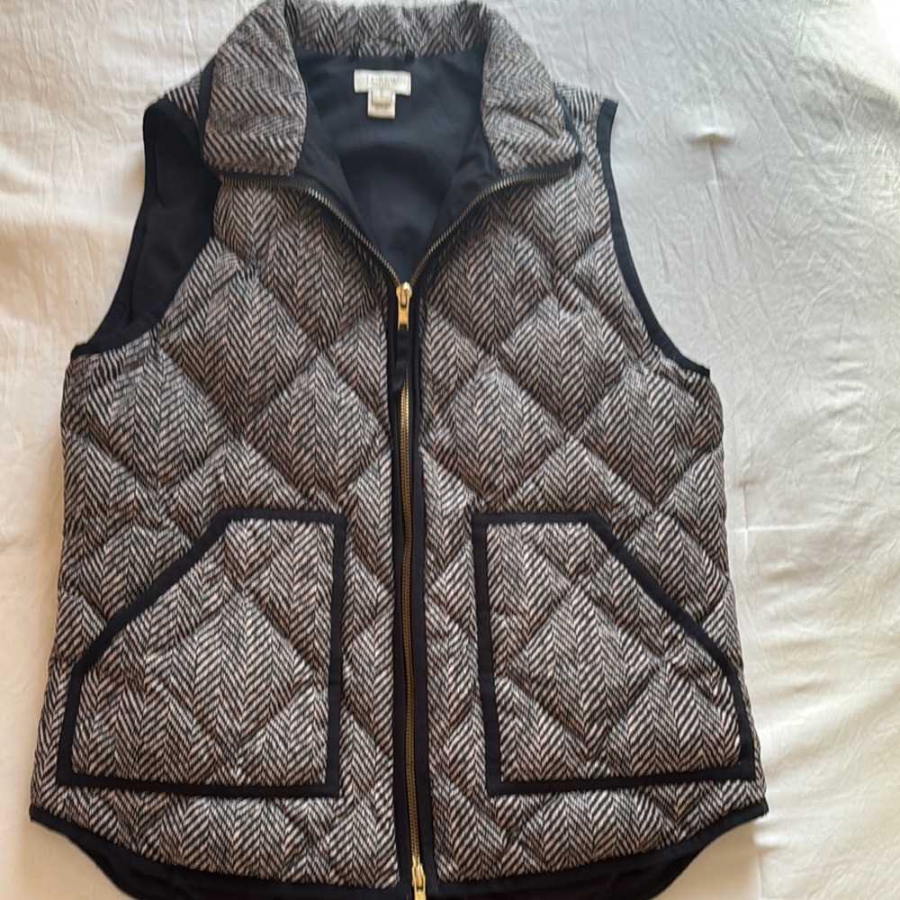 J. Crew Black and Gray Quilted Vest